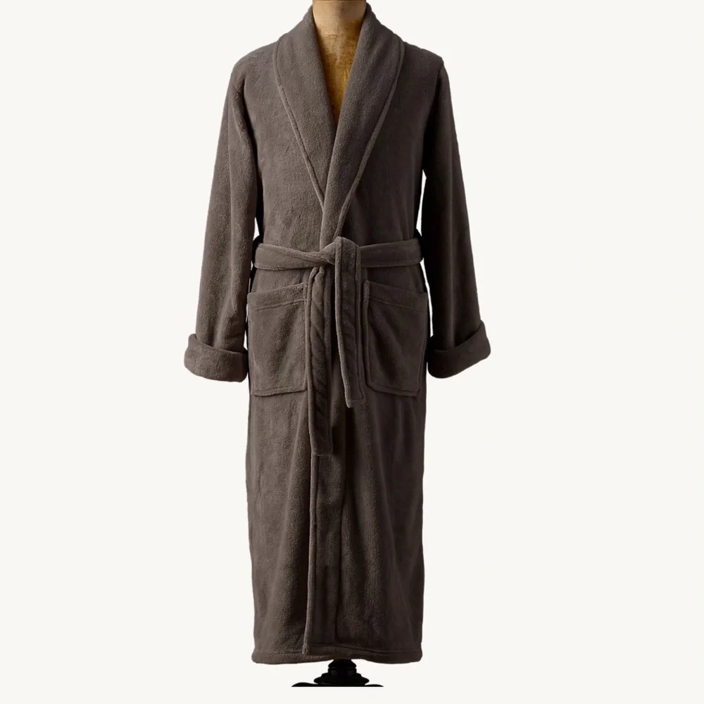 RH restoration hardware unisex LUXURY PLUSH LONG ROBE chocolate brown small $215
